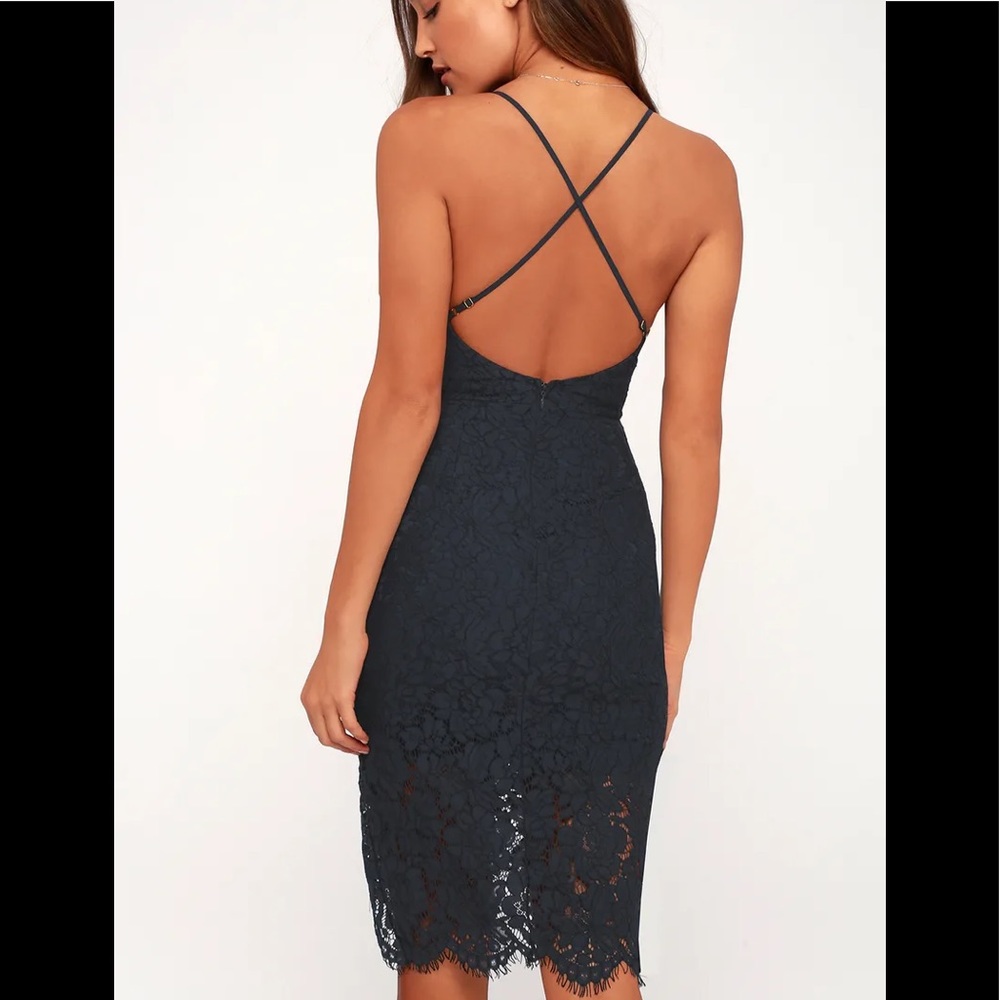 *SOLD*Lulu's Flirting with Desire Navy Blue Lace - Picture 2 of 15